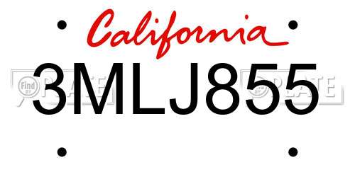 3MLJ855 California License Plate