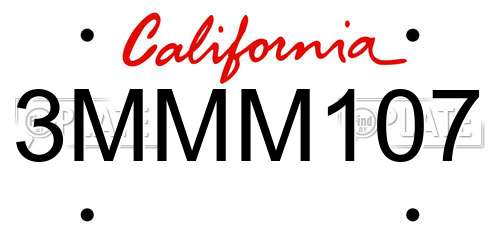 3MMM107 California License Plate