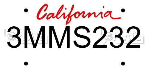 3MMS232 California License Plate