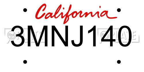 3MNJ140 California License Plate