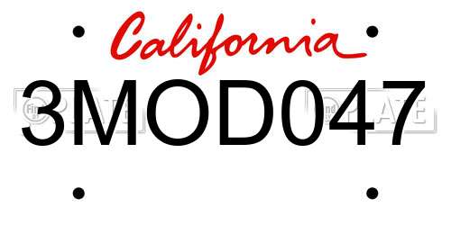3MOD047 California License Plate