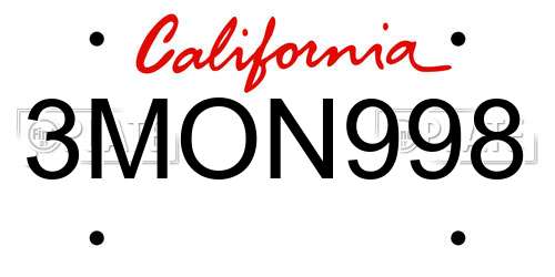 3MON998 California License Plate
