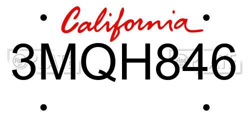 3MQH846 California License Plate
