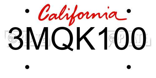 3MQK100 California License Plate