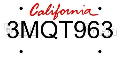 3MQT963 California License Plate