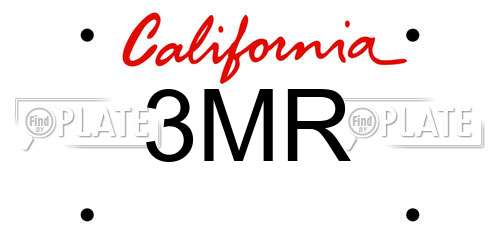 3MR California License Plate