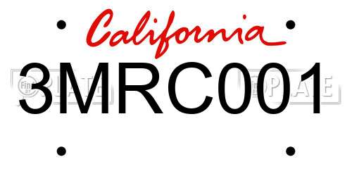 3MRC001 California License Plate