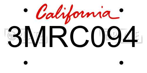 3MRC094 California License Plate