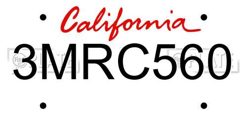 3MRC560 California License Plate