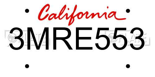3MRE553 California License Plate