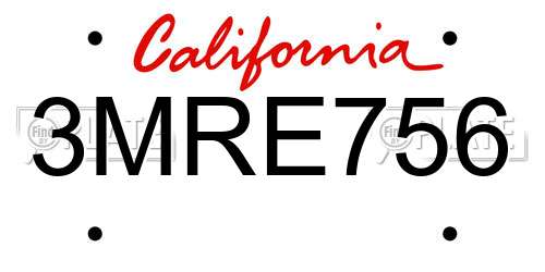 3MRE756 California License Plate