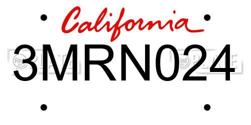 3MRN024 California License Plate