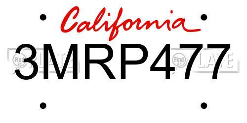 3MRP477 California License Plate
