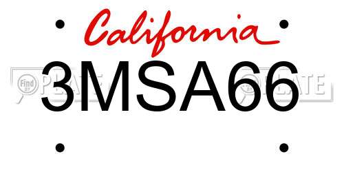 3MSA66 California License Plate