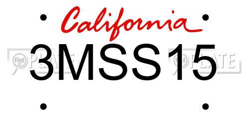 3MSS15 California License Plate