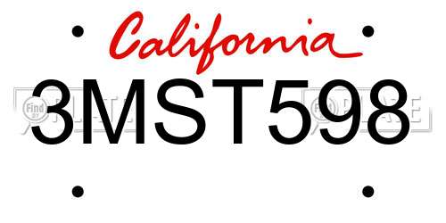 3MST598 California License Plate