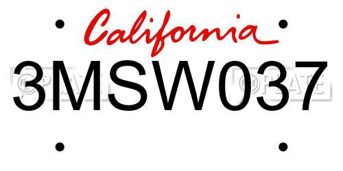 3MSW037 California License Plate