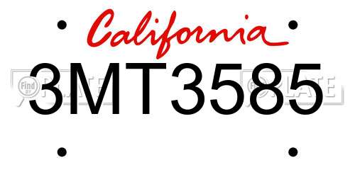 3MT3585 California License Plate