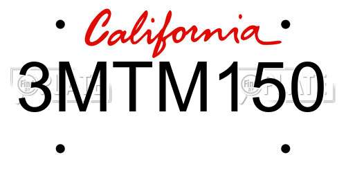 3MTM150 California License Plate