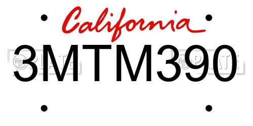 3MTM390 California License Plate