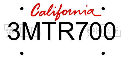3MTR700 California License Plate