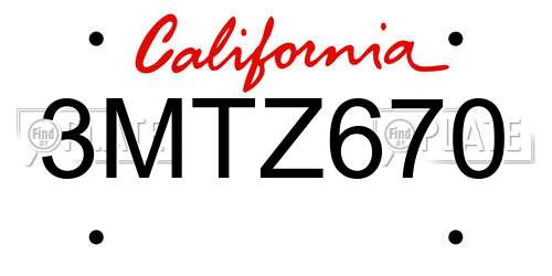 3MTZ670 California License Plate