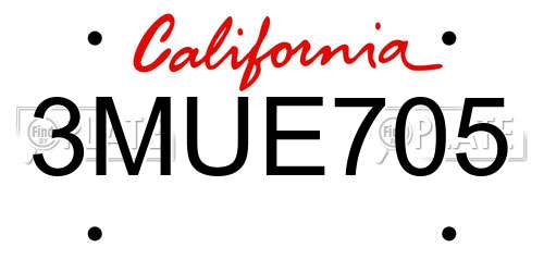 3MUE705 California License Plate