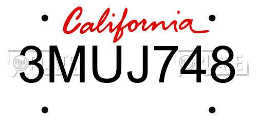 3MUJ748 California License Plate