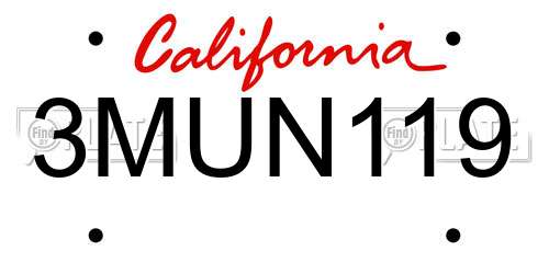 3MUN119 California License Plate