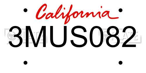 3MUS082 California License Plate