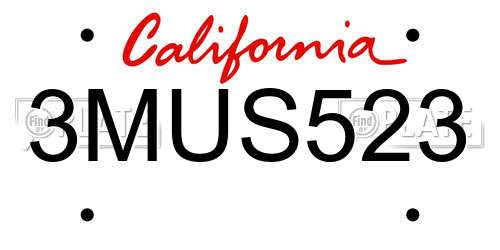 3MUS523 California License Plate