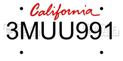 3MUU991 California License Plate