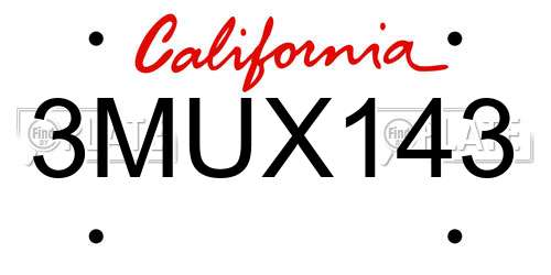3MUX143 California License Plate