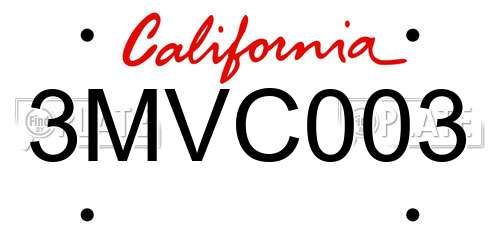 3MVC003 California License Plate
