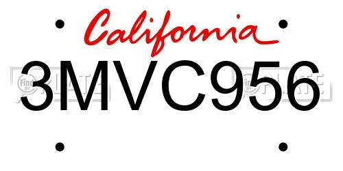 3MVC956 California License Plate