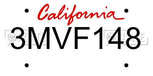 3MVF148 California License Plate