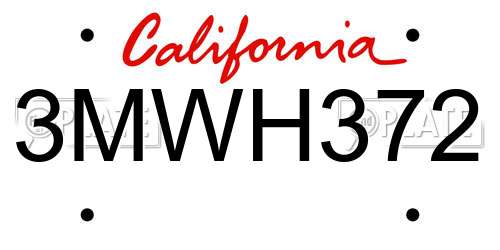 3MWH372 California License Plate