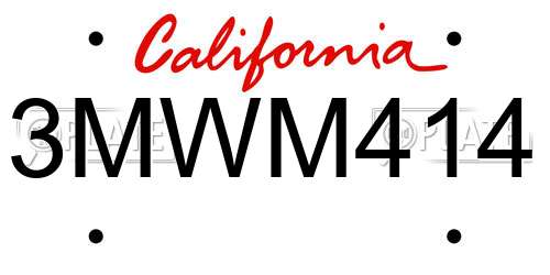 3MWM414 California License Plate