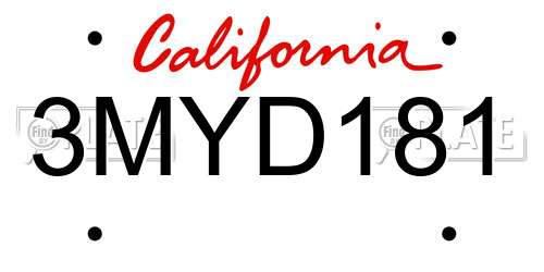 3MYD181 California License Plate