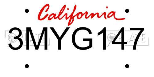 3MYG147 California License Plate
