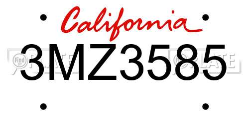 3MZ3585 California License Plate