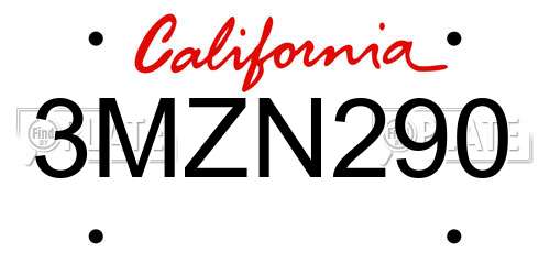 3MZN290 California License Plate