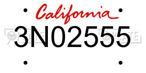 3N02555 California License Plate