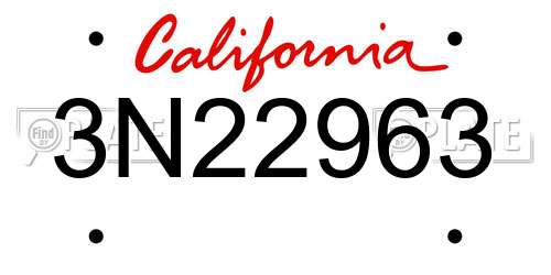3N22963 California License Plate