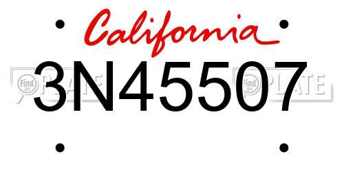 3N45507 California License Plate