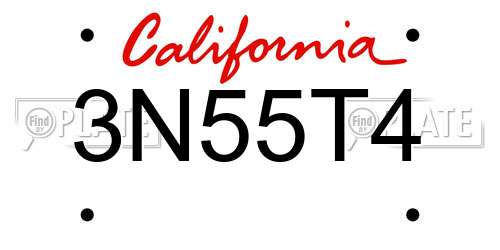 3N55T4 California License Plate