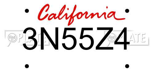 3N55Z4 California License Plate
