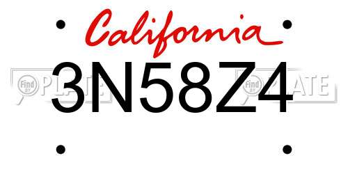 3N58Z4 California License Plate