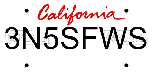3N5SFWS California License Plate