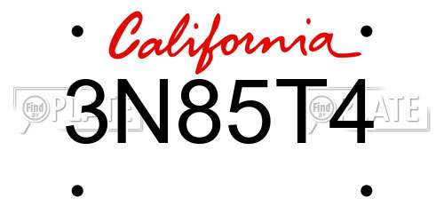 3N85T4 California License Plate